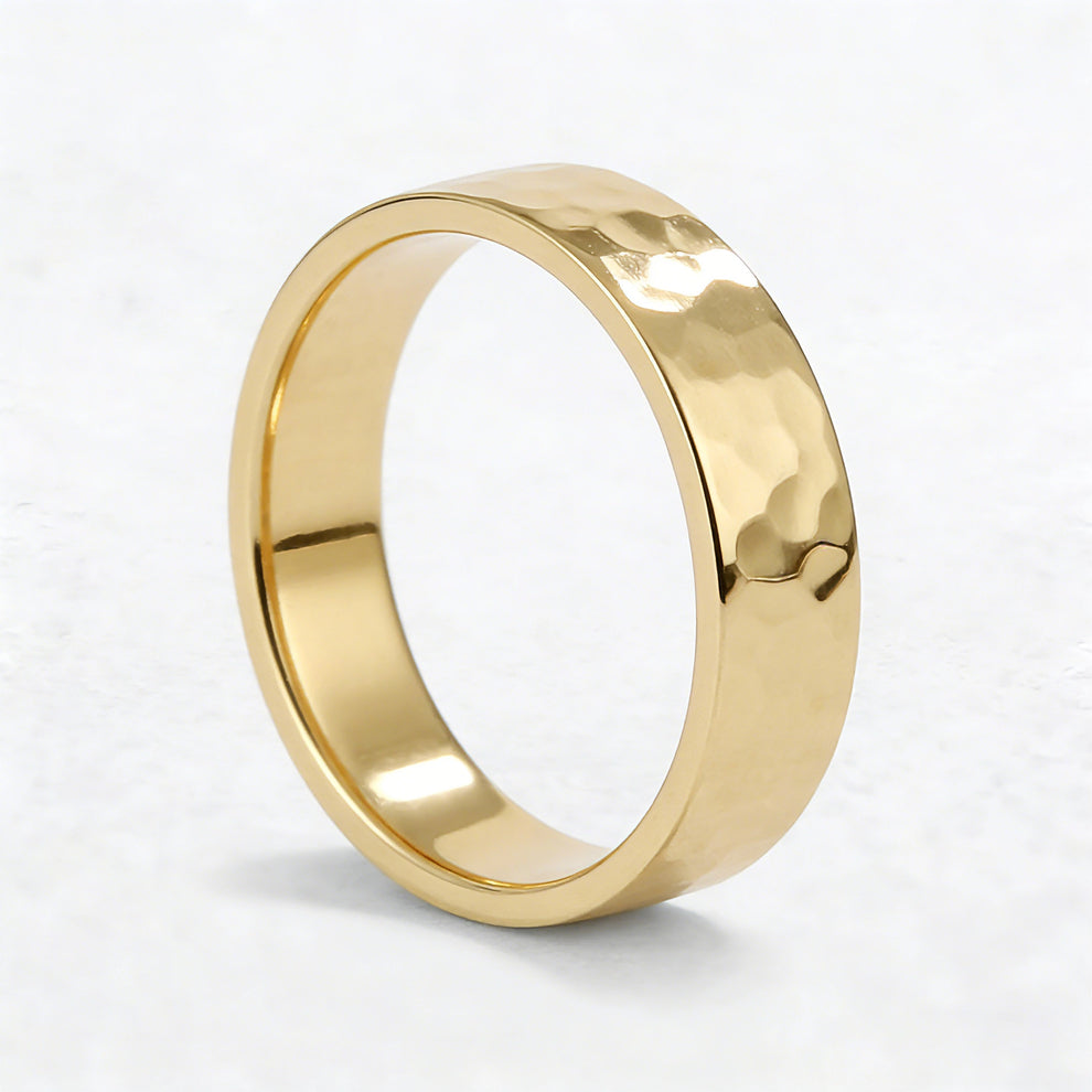 Hammered Forge | Metallic Grain Wedding Band.