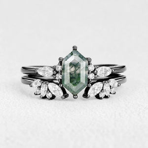 Sophia’s Serenity | Hexagon Moss Agate Bridal Set 2pcs.