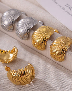 Minimalist Geometric Gold Feather Studs Earrings