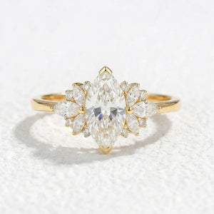 Graceful Marquise Cut Moissanite Ring-Aro - GemsMagic.