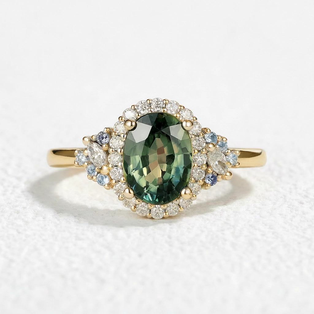 Thalassa Luxe Mystique Teal Sapphire Rings.