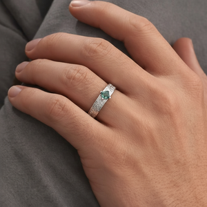 Oak Grain | Square Moss Agate Men's Band.