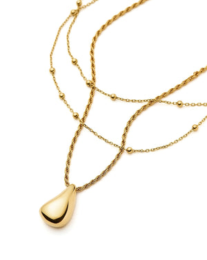 18K Gold Vermeil Droplet Pendant & Double Necklace Set.