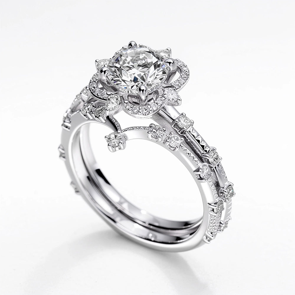 Luna’s Float | 2CT Round Art Diamond Floating Halo Gold Ring.