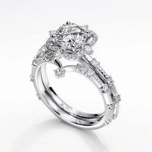 Luna’s Float | 2CT Round Art Diamond Floating Halo Gold Ring.