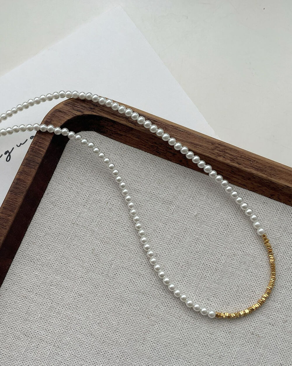 Minimal Mini Gold Beaded Pearl Choker Necklace