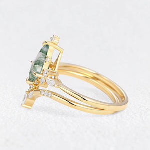 Rosalind's Glimmer | Star Kite Moss Agate Bridal Duo