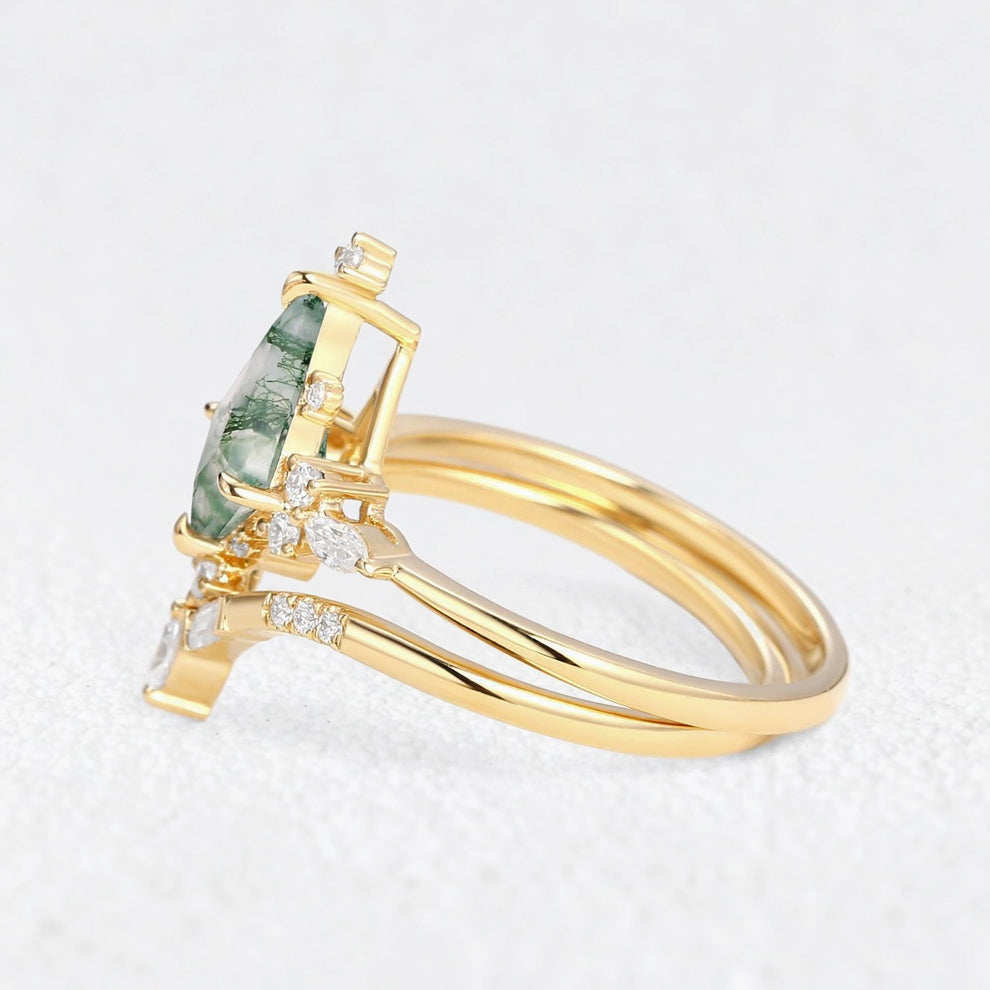 Rosalind's Glimmer | Star Kite Moss Agate Bridal Duo