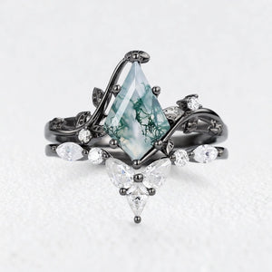 Isadora’s Vine | Kite Cut Moss Agate Bridal Duo