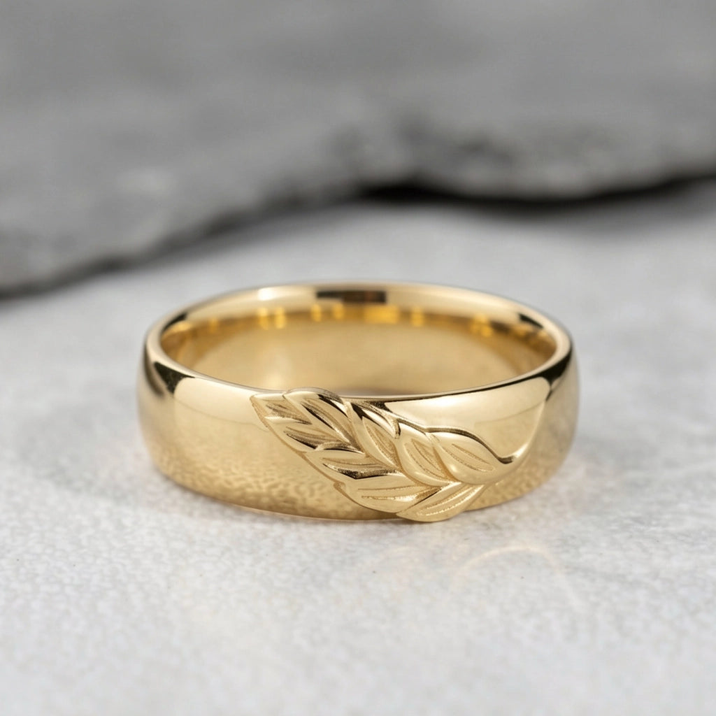 Isla’s Frond | Palm Leaf Sandblast 6MM Men's Wedding Band.