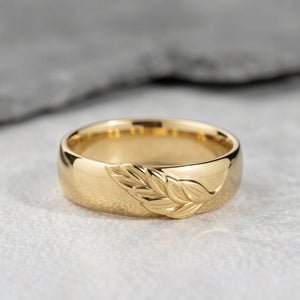 Isla’s Frond | Palm Leaf Sandblast 6MM Men's Wedding Band.