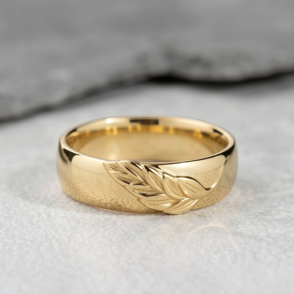 Isla’s Frond | Palm Leaf Sandblast 6MM Men's Wedding Band.