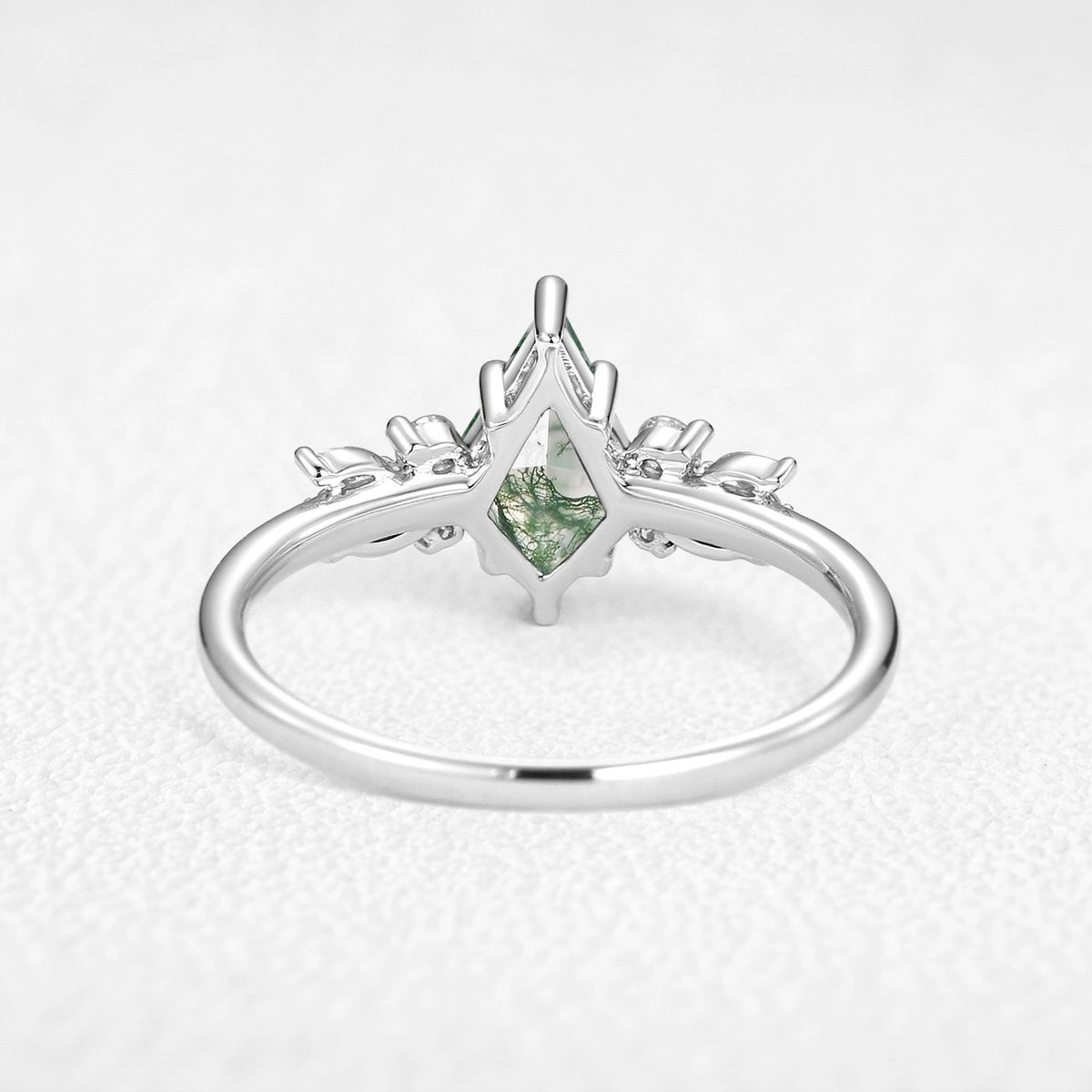 Lavinia’s Sprig | Classic Kite Cut Moss Agate Engagement Ring