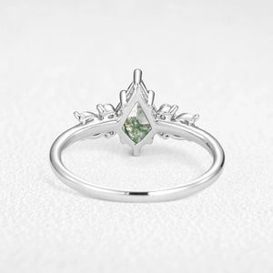 Lavinia’s Sprig | Classic Kite Cut Moss Agate Engagement Ring