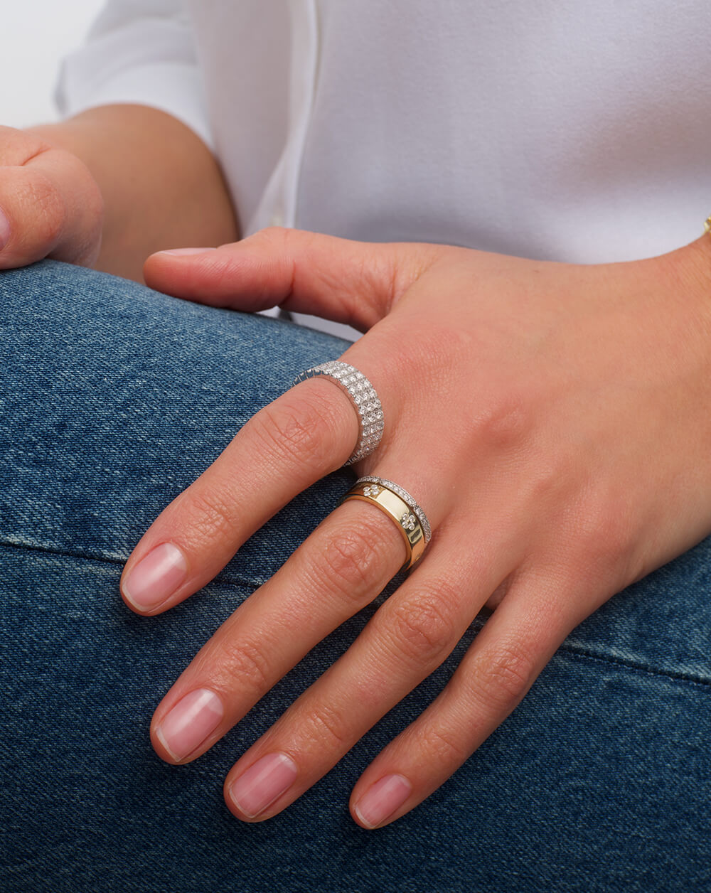 Minimalist Clover Gold Diamond Stacking Band Ring