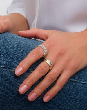 Minimalist Clover Gold Diamond Stacking Band Ring