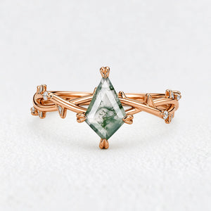 Sylvie’s Essence | Kite Cut Moss Agate Vine Engagement Ring