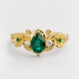 Flora’s Bloom | Natural Emerald Floral Bridal Set 2pcs.