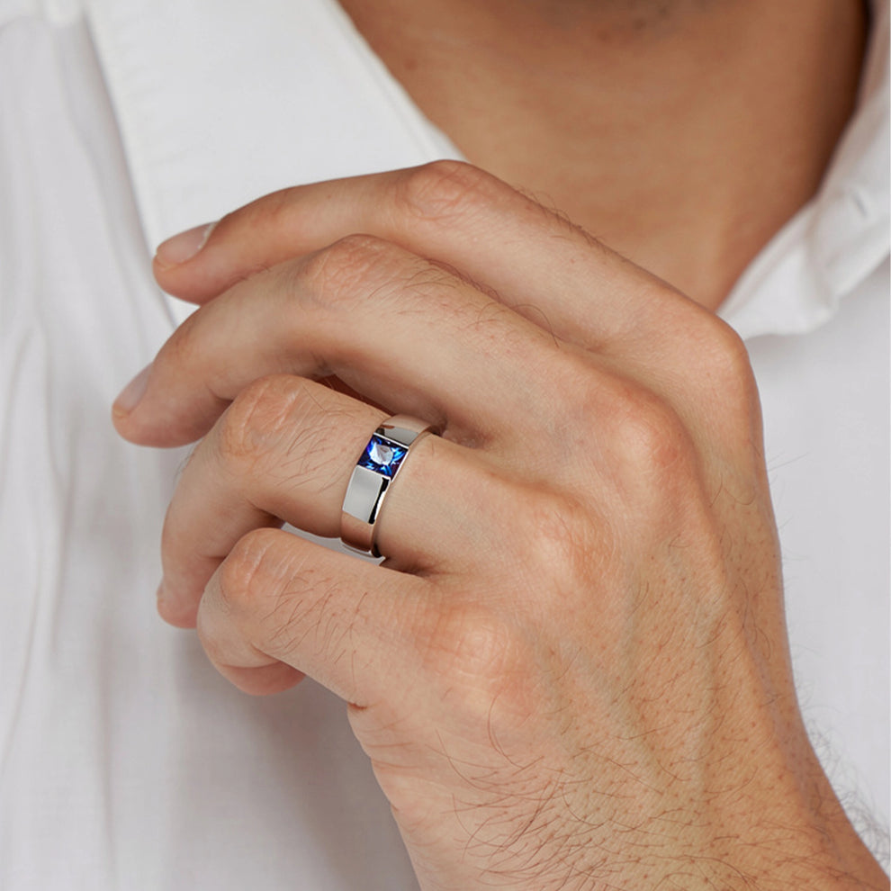 The Chameleon Prism | Princess Cut Alexandrite Men's Band.