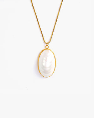 French Oval Baroque Pearl Pendant Necklace