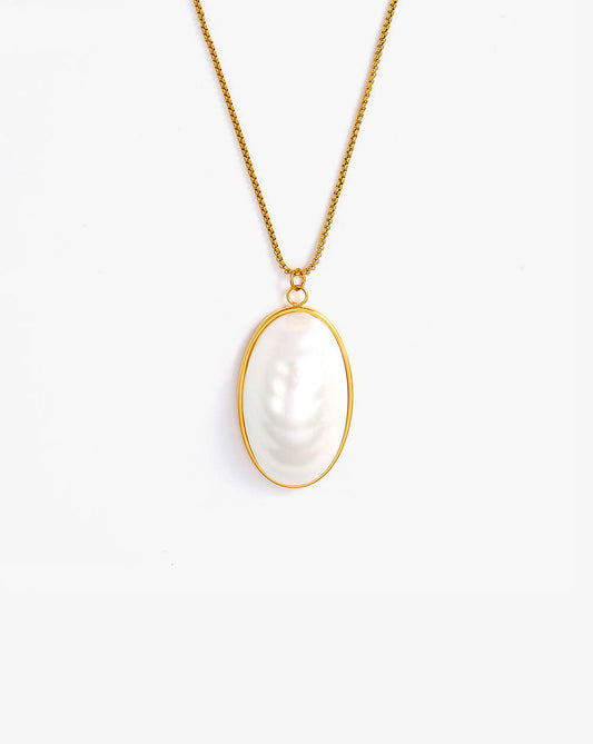 French Oval Baroque Pearl Pendant Necklace