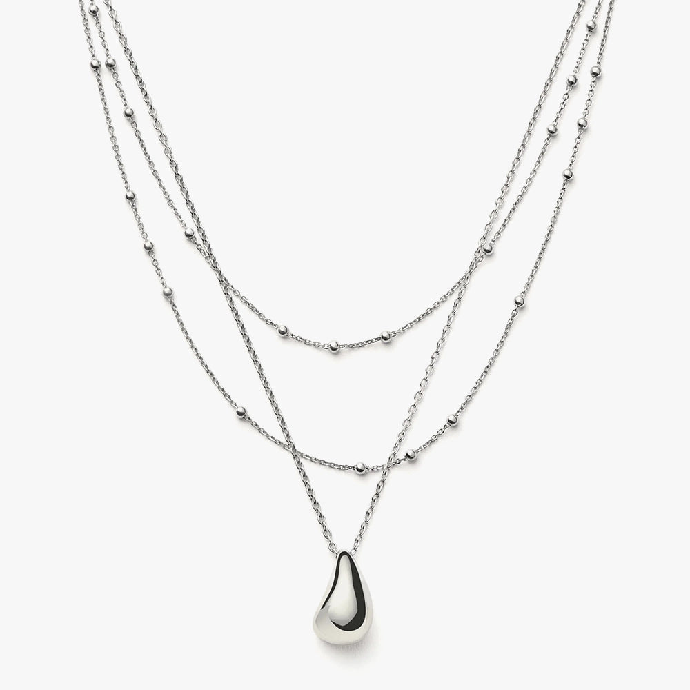 Savi Droplet Pendant & Double Necklace Set | Sterling Silver.