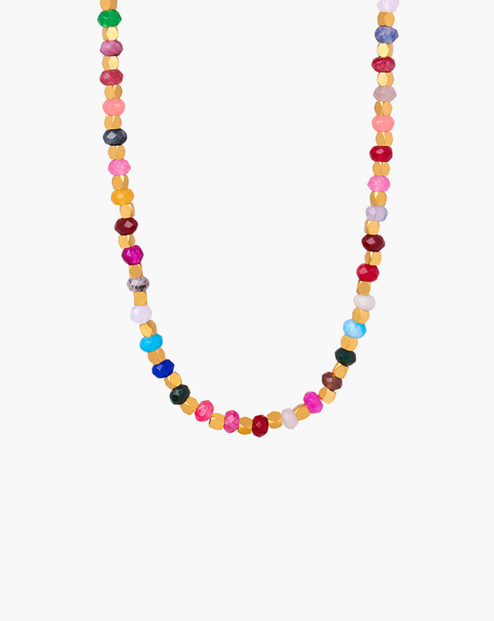 Rainbow Bead Necklace with Natural Stone