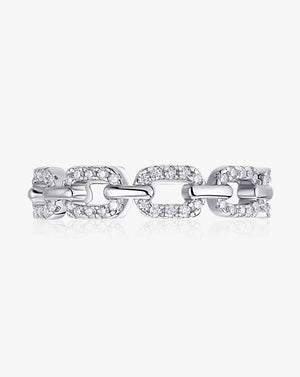 Dazzling Chain-Link Eternity Silver Moissanite Ring