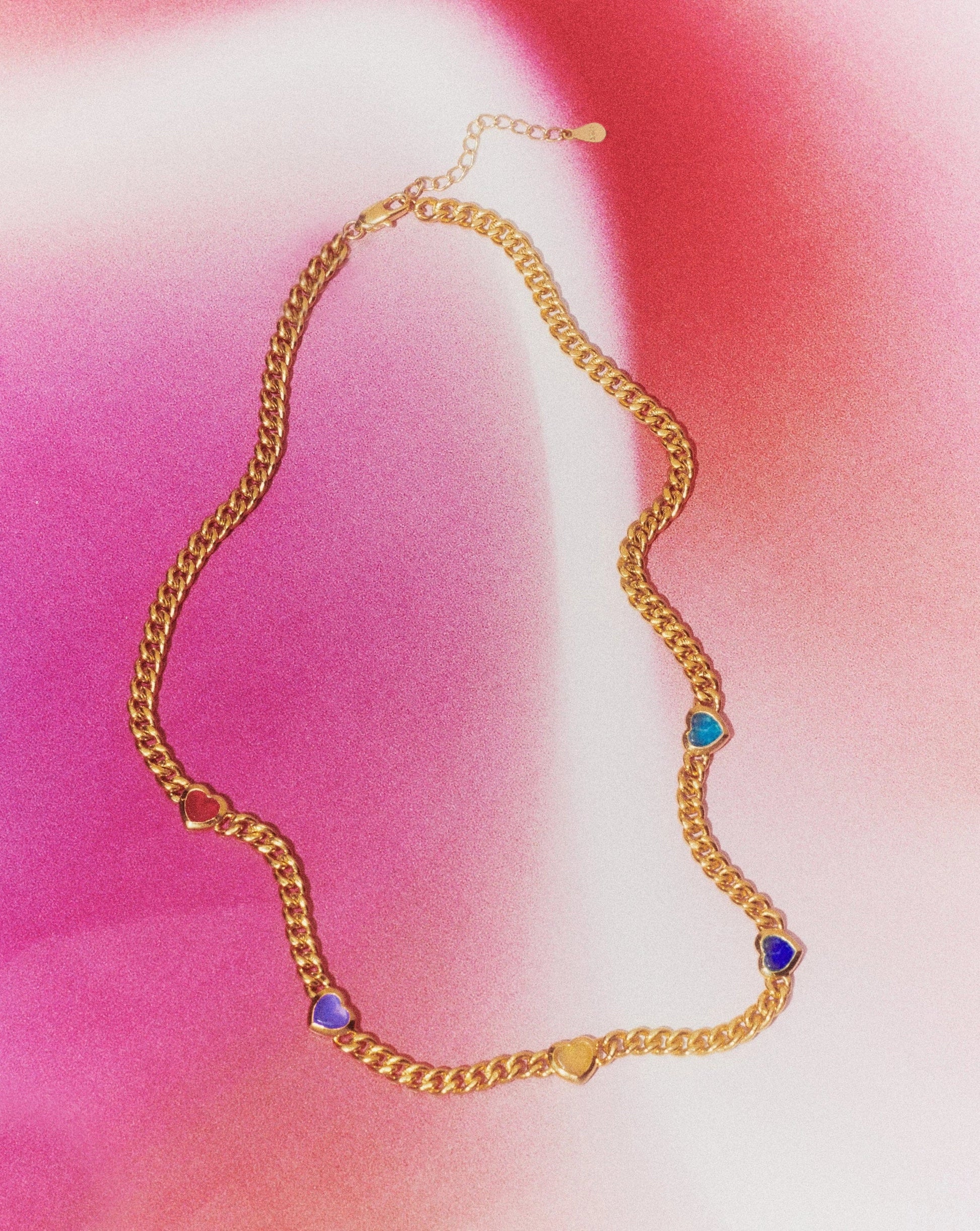 18K Gold Vermeil Jelly Heart Gemstone Charm Necklace.