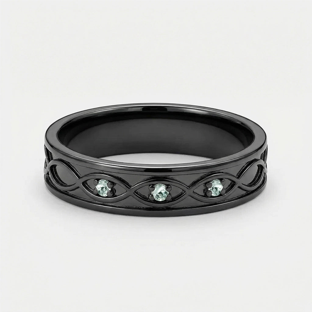 Thalia’s Glade | Vintage Kite Cut Moss Agate Couple Ring Set 3pcs.