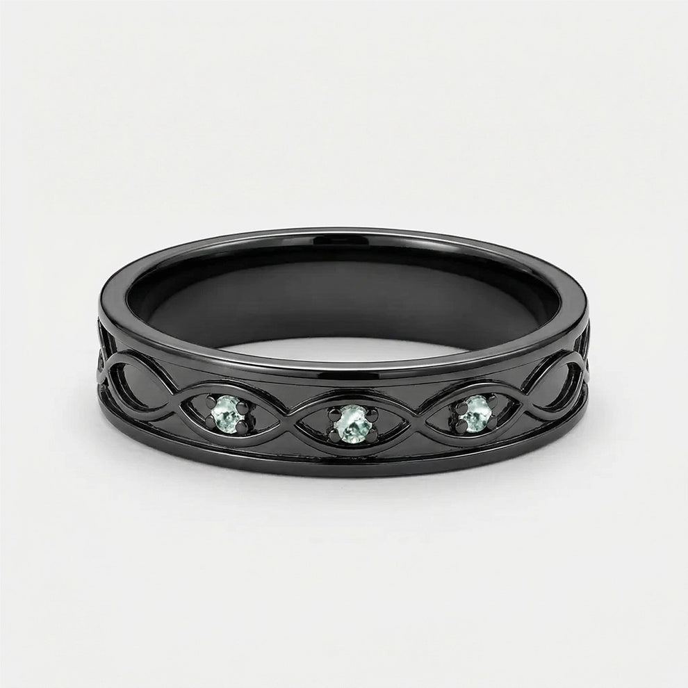 Thalia’s Glade | Vintage Kite Cut Moss Agate Couple Ring Set 3pcs.