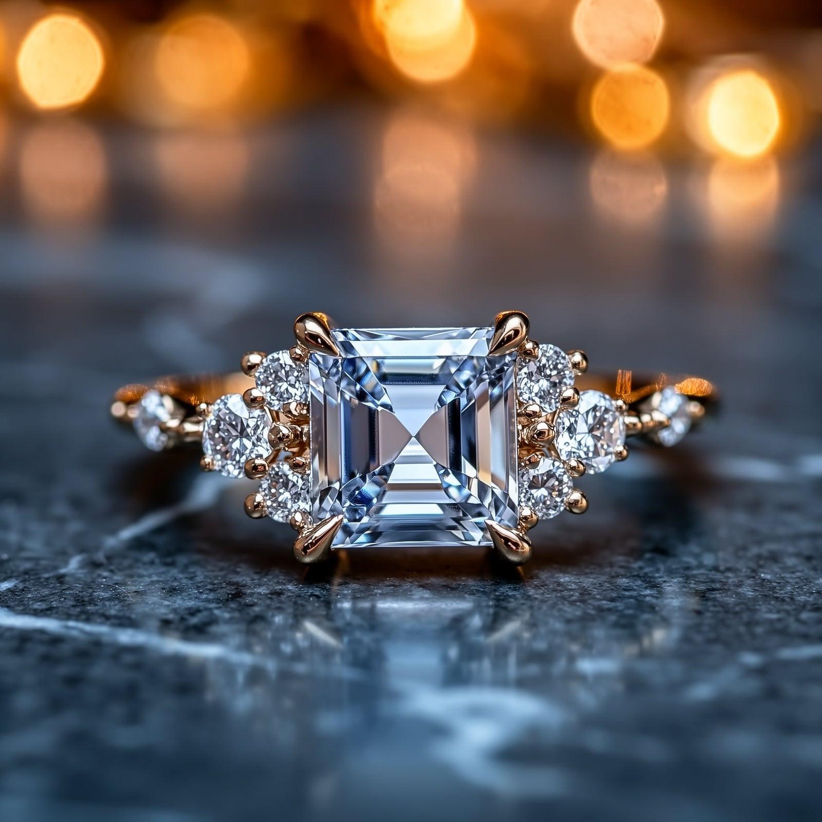The Gisella Blue | 2CT Asscher-Cut Solitaire Ring.