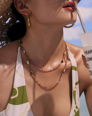 Handmade Rainbow Sparkle Stone Beads Necklace