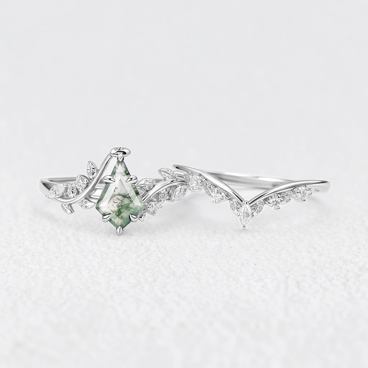Marguerite’s Vine | Kite Moss Agate Bridal Duo