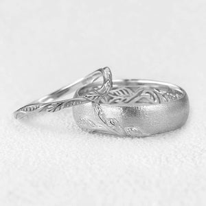 The Intertwined Wedding Set – Sandblasted Branch & Curved Vine Bands.