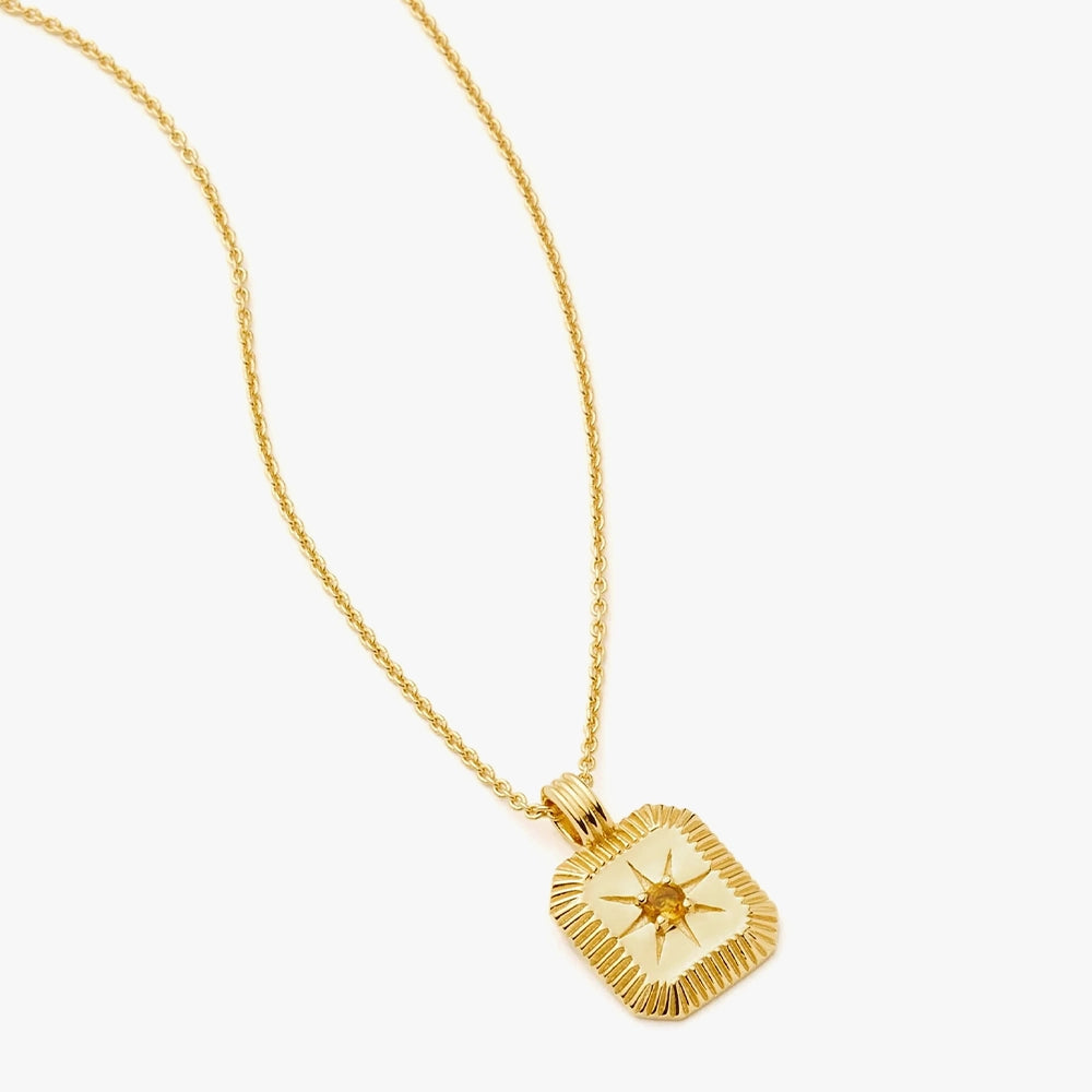 November Birthstone Pendant Necklace | 18K Gold Vermeil/Citrine.