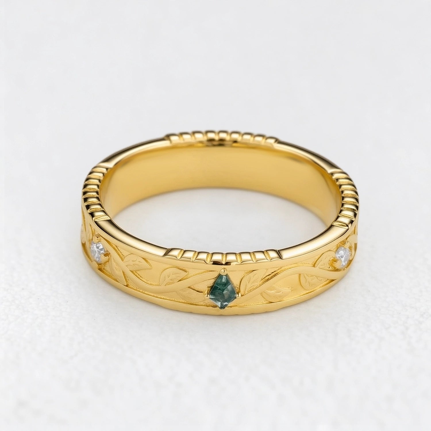 Genevieve’s Solace | Kite Cut Moss Agate Foliage Couple Ring Set 3pcs