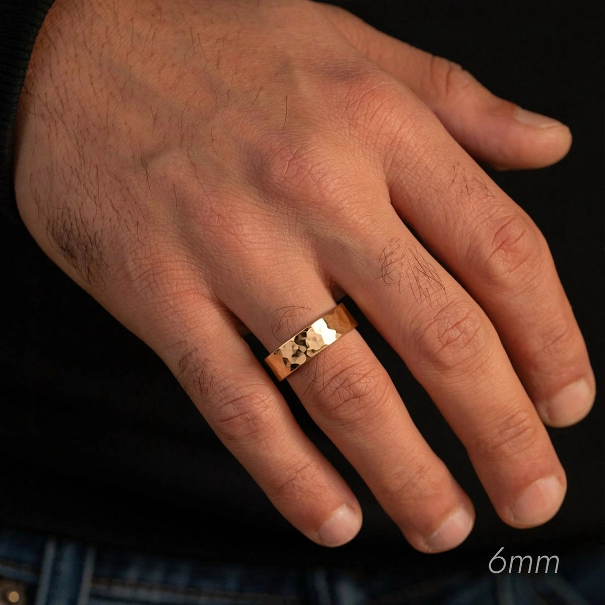 Hammered Forge | Metallic Grain Wedding Band.