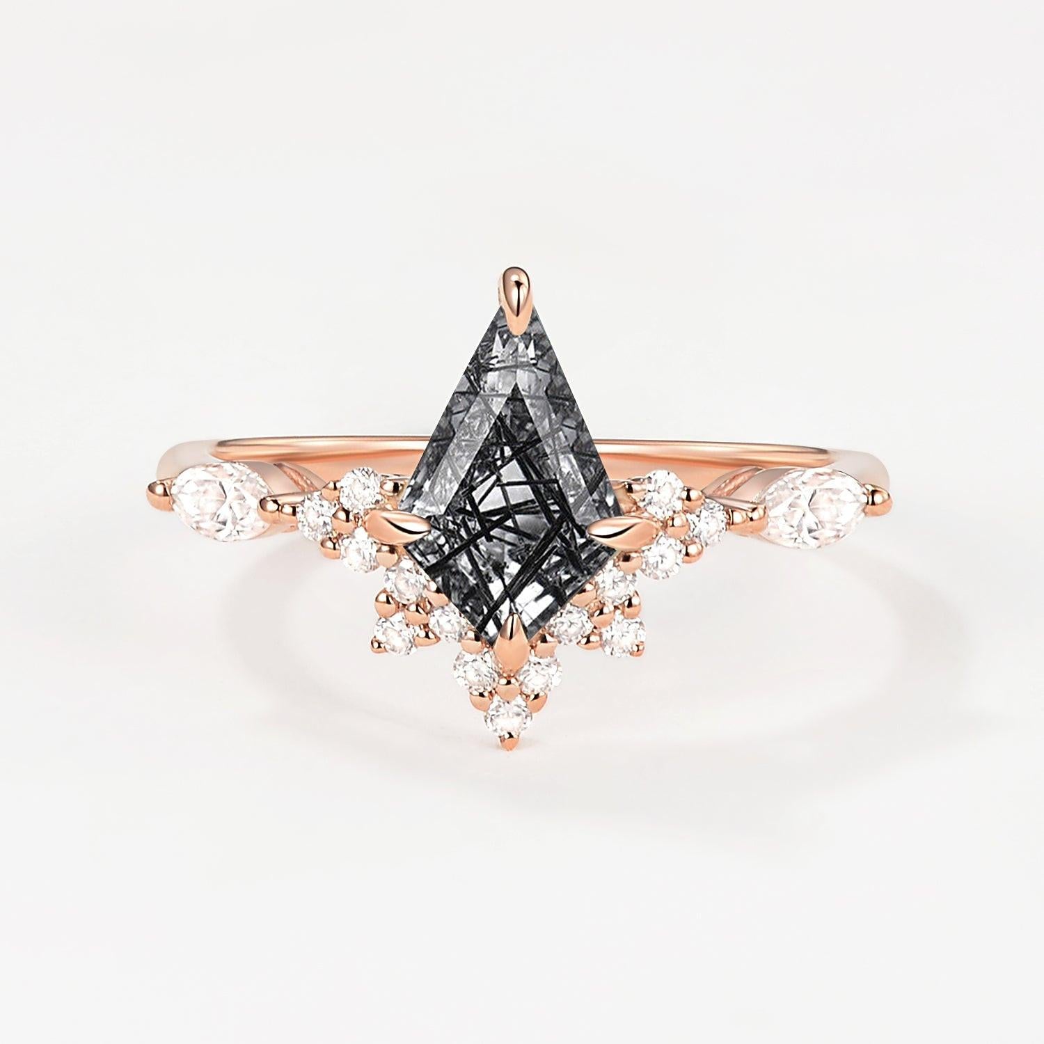 Unique Moss Agate Stacking Engagement Ring.