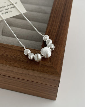 Silver Chatoyancy Ball Bead  Charm Necklace with Various Size Balls
