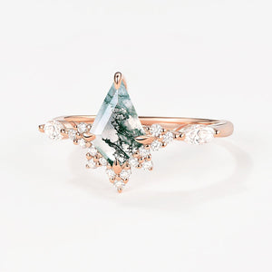 Unique Moss Agate Stacking Engagement Ring.