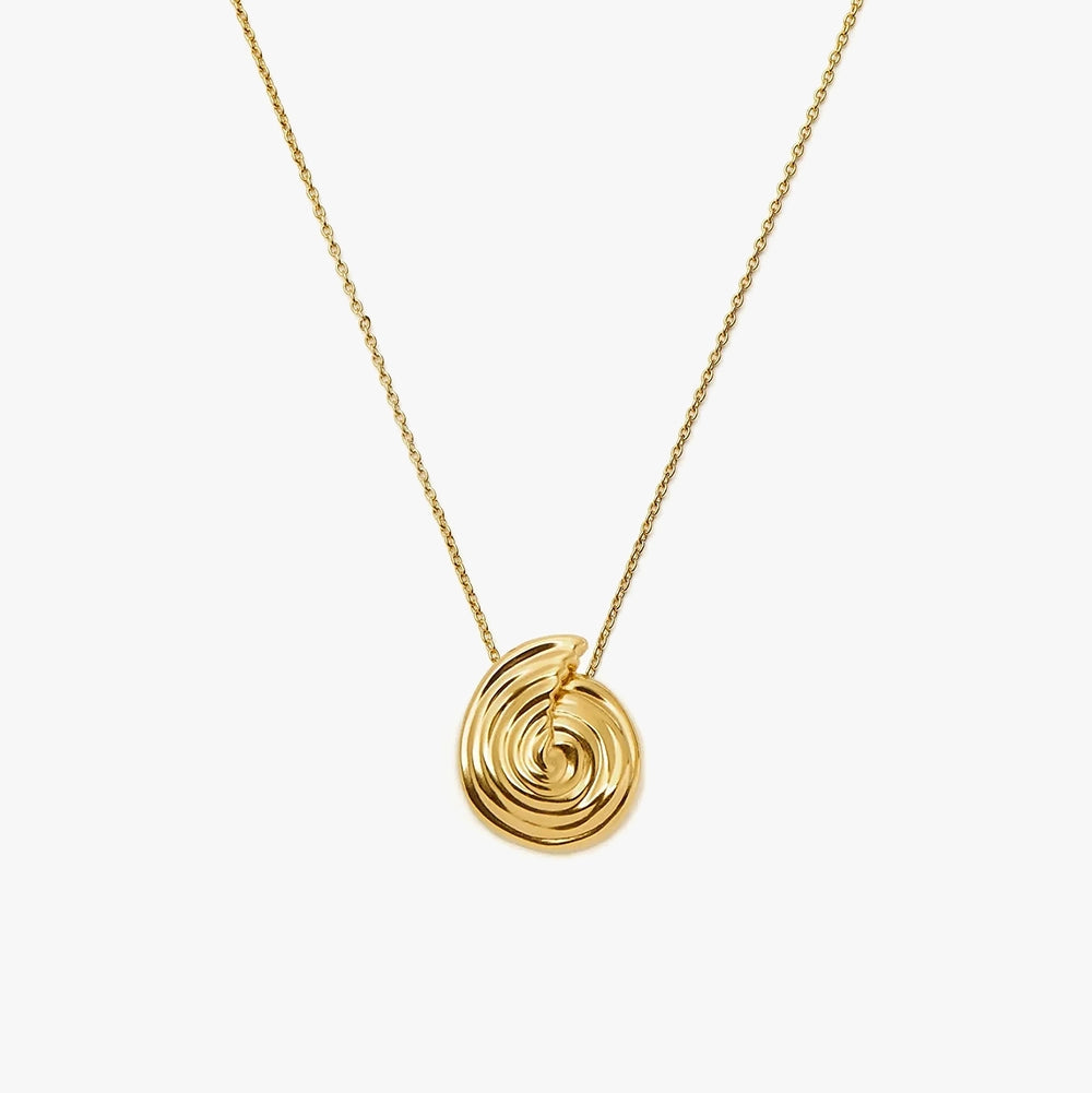 18K Gold Vermeil Spiral Large Pendant Necklace.