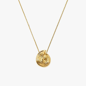 18K Gold Vermeil Spiral Large Pendant Necklace.