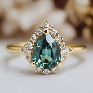 Lyra's Tear | Pear Cut Classic Sapphire Engagement Ring.