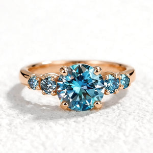 Althea  Classic 1CT Round-Cut Blue Sapphire Gold Ring.