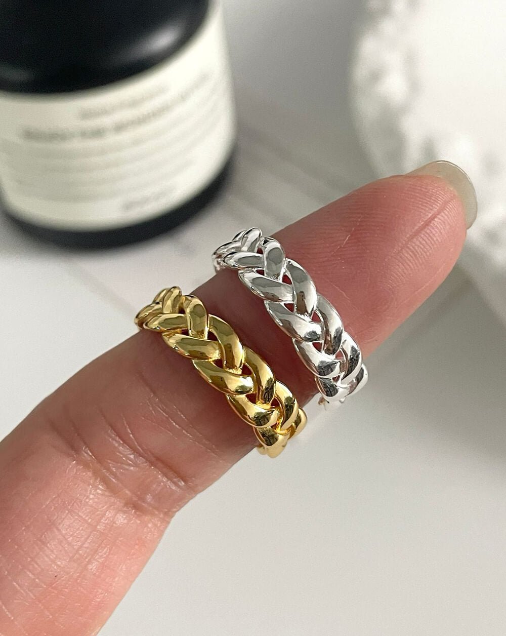Minimalist Twist Braided Gold Chunky Ring