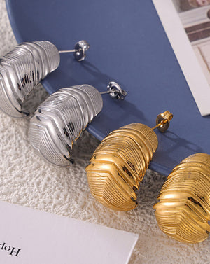 Minimalist Geometric Gold Feather Studs Earrings