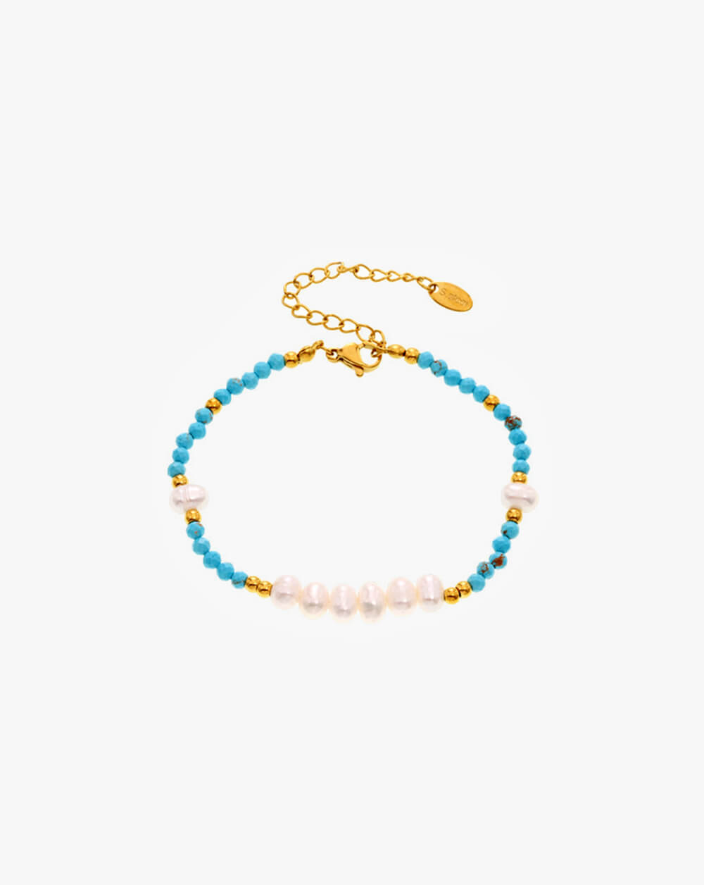 Handcrafted Boho Turquoise & Pearl Beaded Bracelet