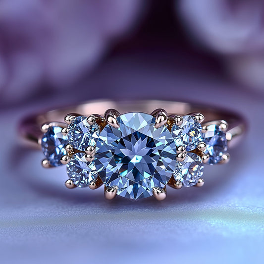 Carina 1CT Blue Moissanite Triple Stone Ring