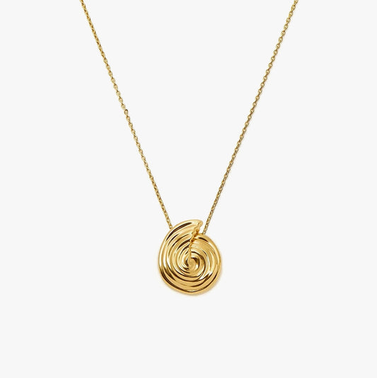 18K Gold Vermeil Spiral Large Pendant Necklace.